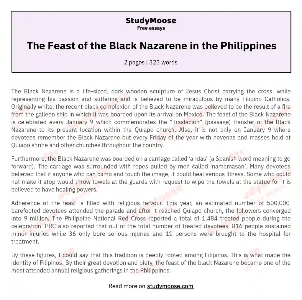The Feast of the Black Nazarene in the Philippines essay