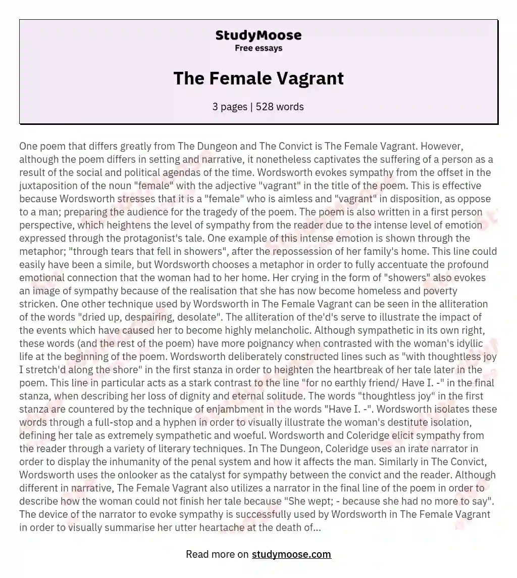 The Female Vagrant essay