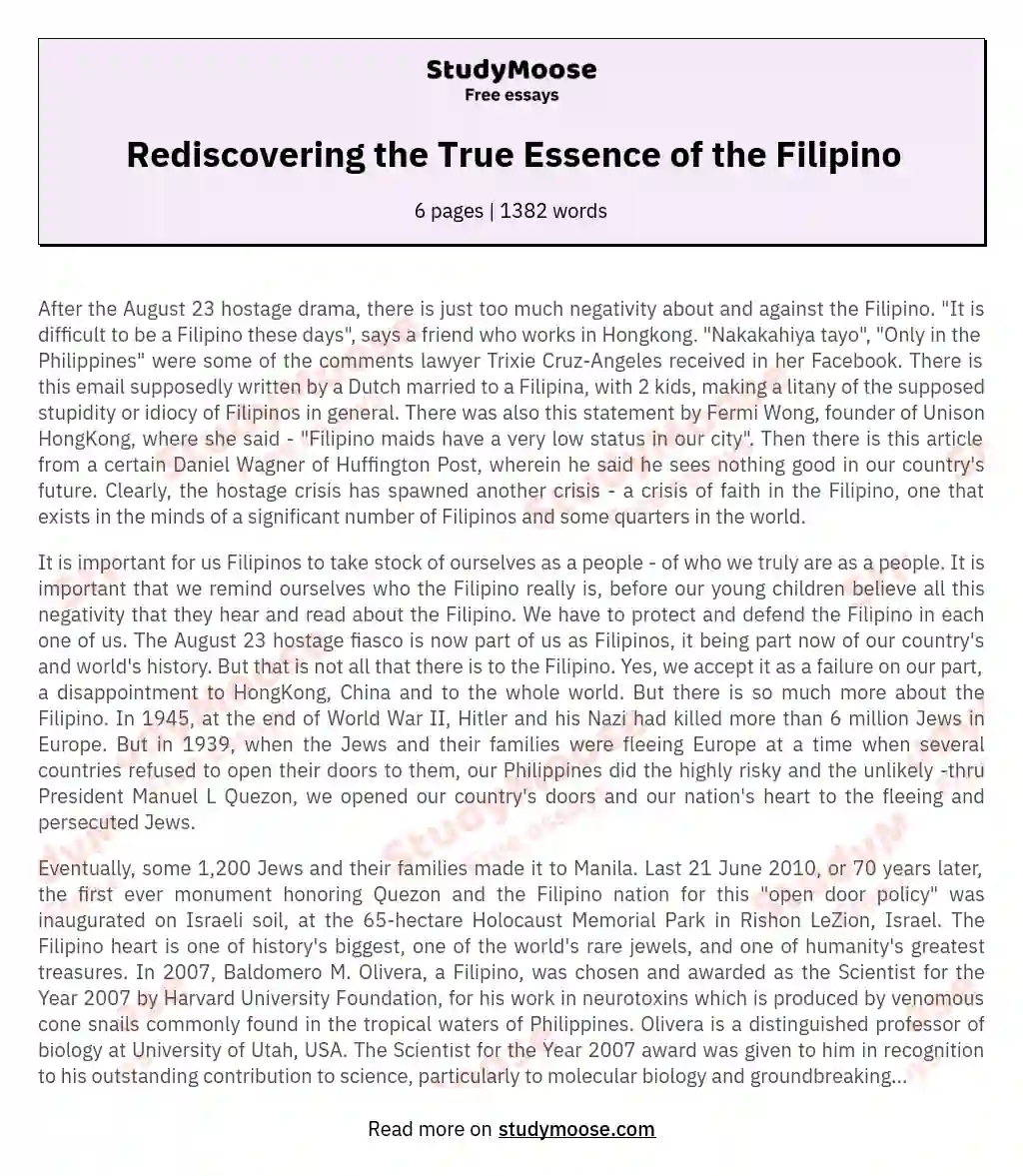 Rediscovering the True Essence of the Filipino essay