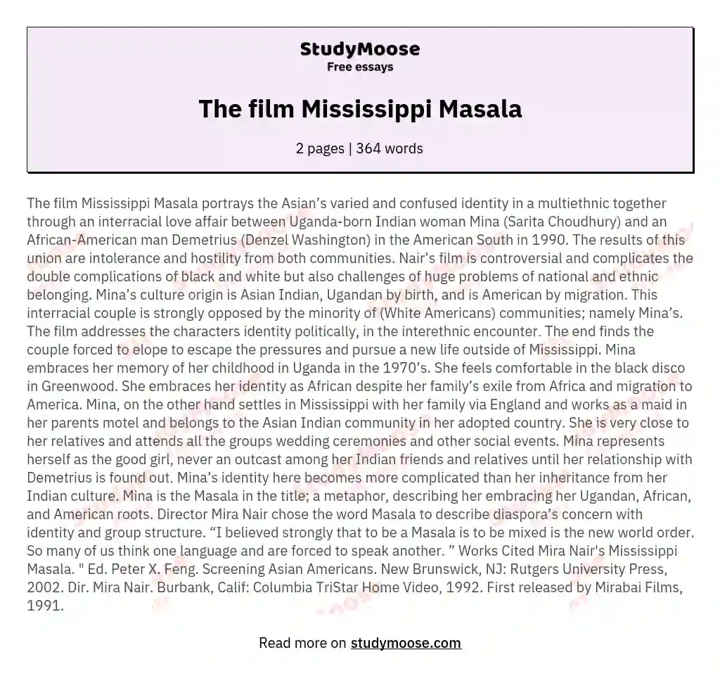 The film Mississippi Masala