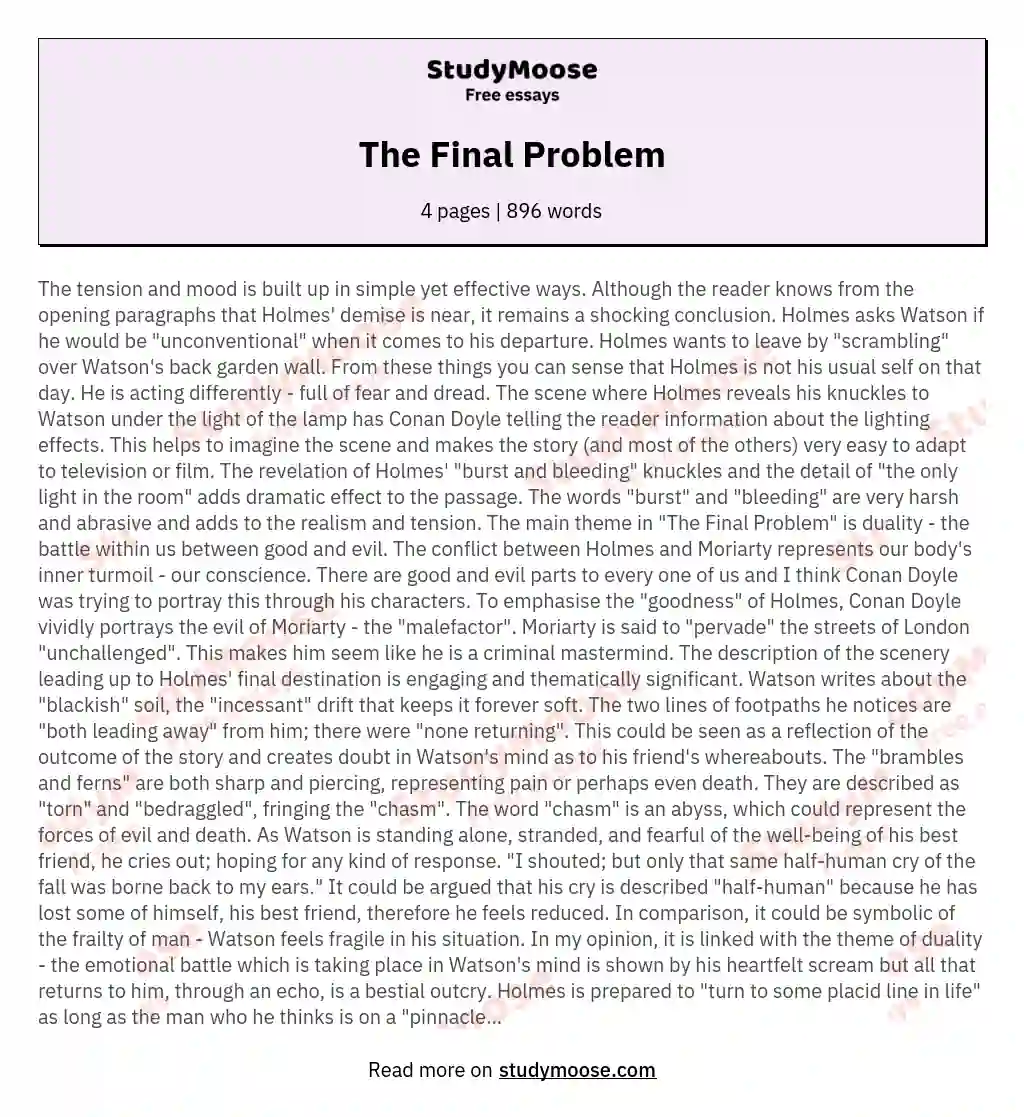 The Final Problem essay