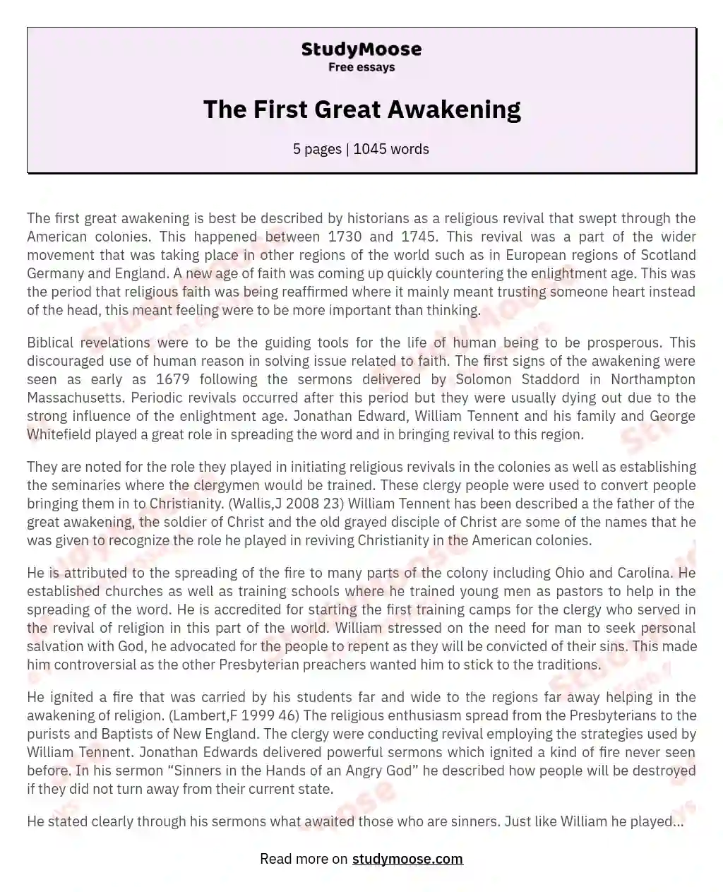 The First Great Awakening
