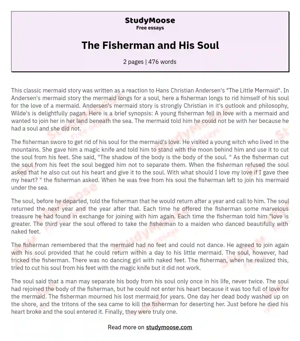 The Fisherman and His Soul essay