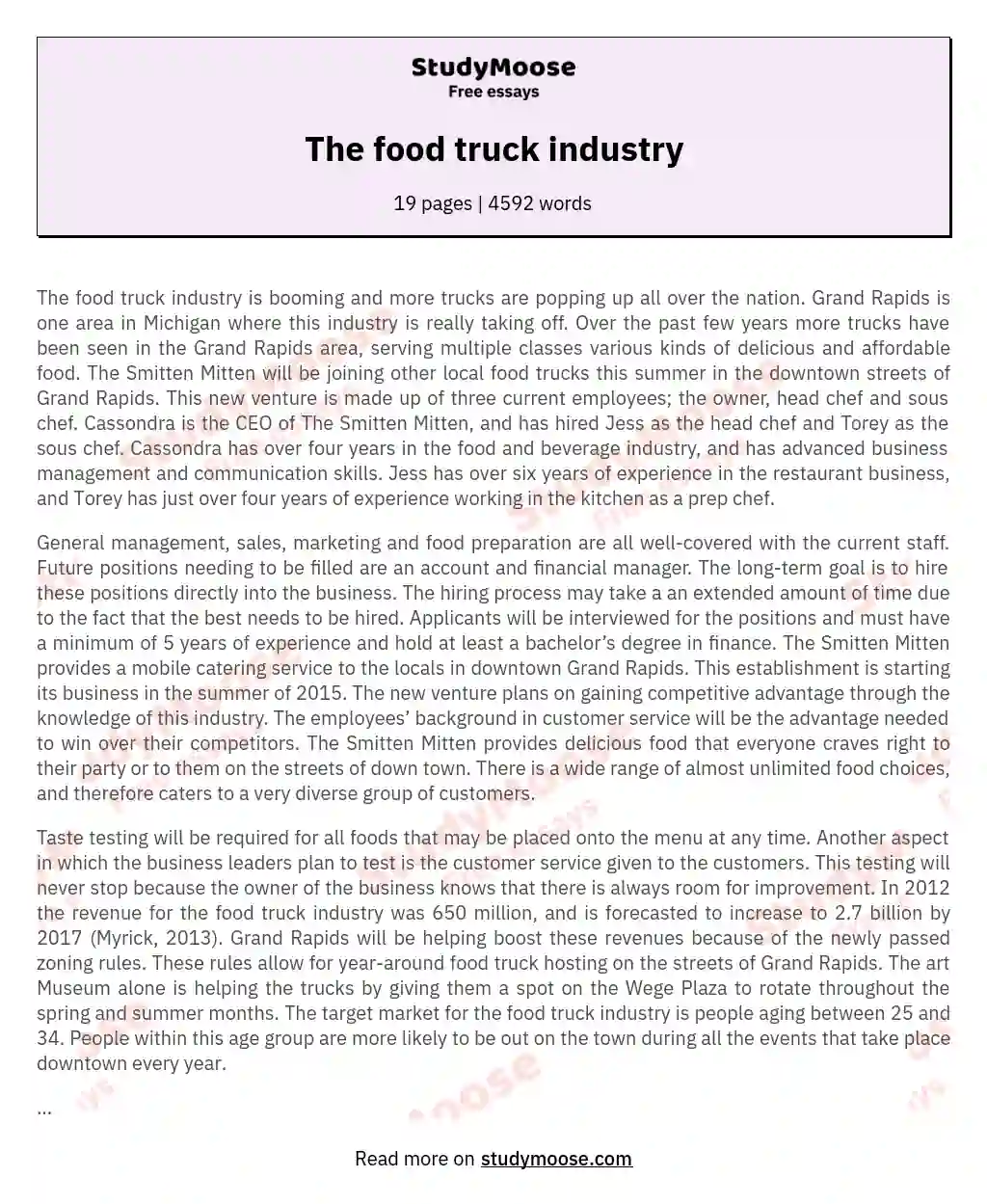 The food truck industry
