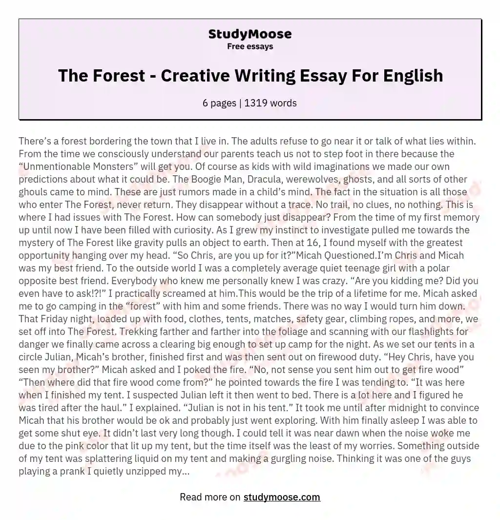The Forest - Creative Writing Essay For English essay