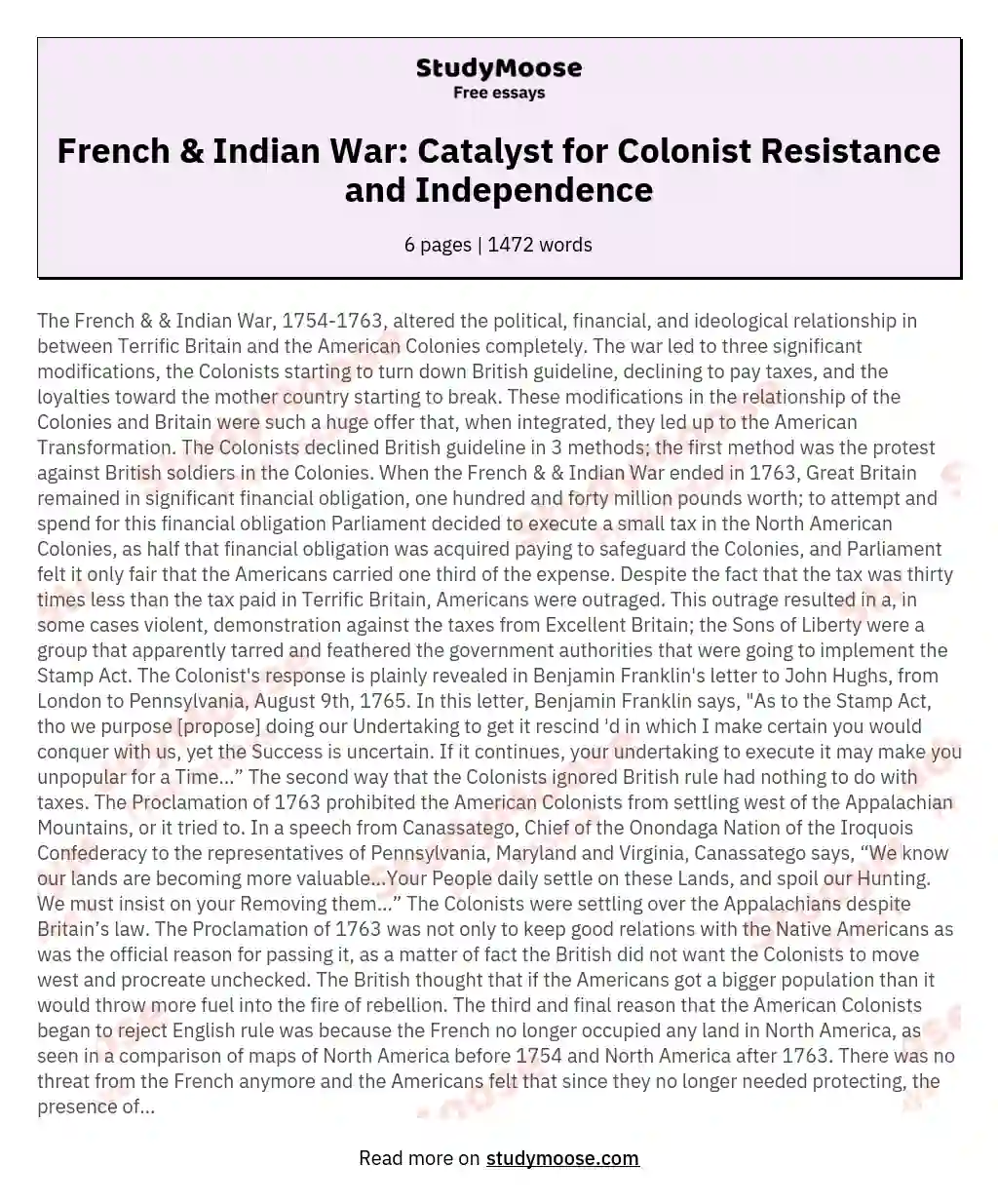 The French Indian War