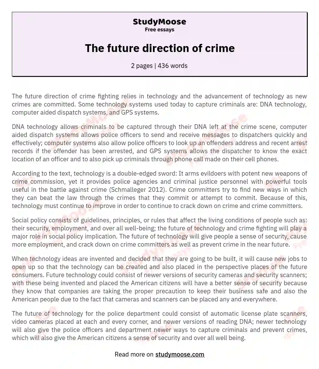 The future direction of crime essay