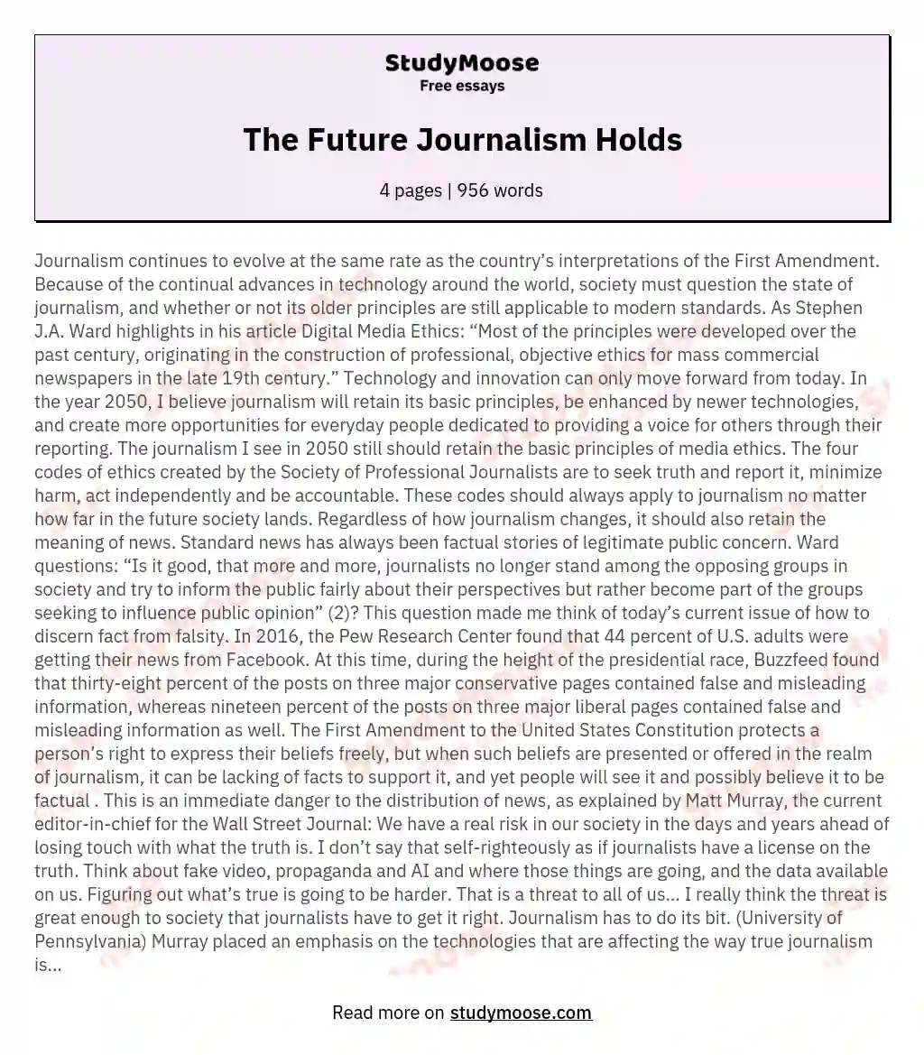 The Future Journalism Holds essay