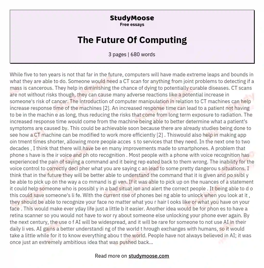 The Future Of Computing essay