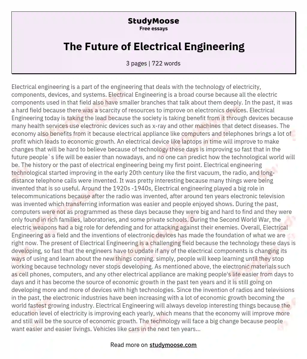 The Future of Electrical Engineering essay