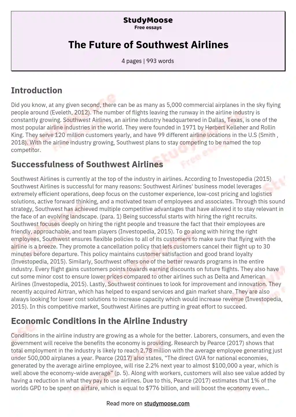 The Future of Southwest Airlines essay