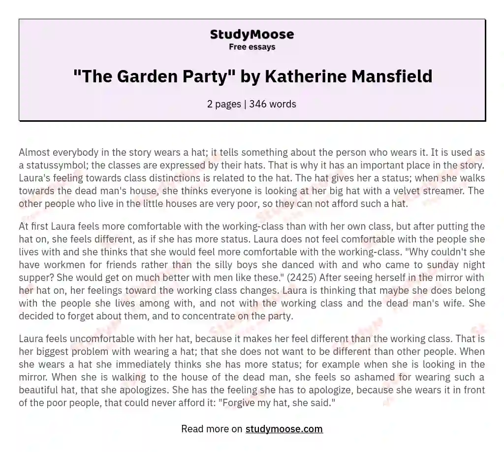 "The Garden Party" by Katherine Mansfield
