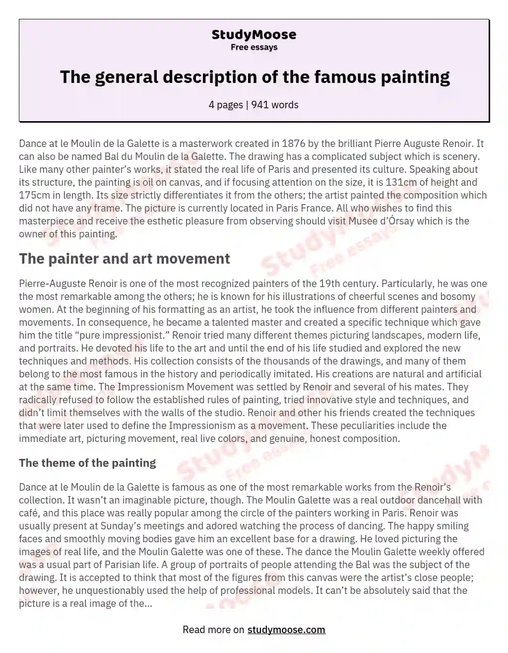 The general description of the famous painting essay