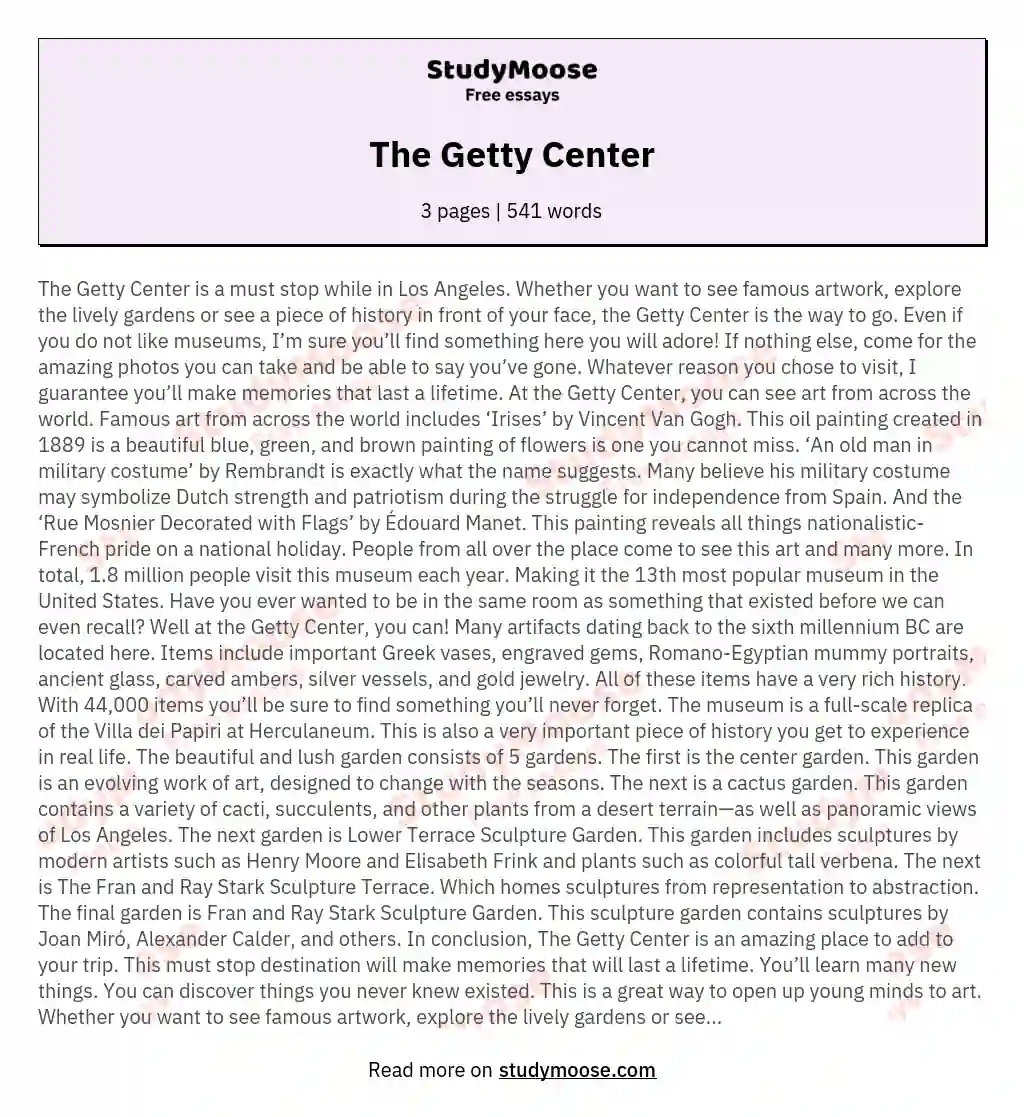 The Getty Center essay