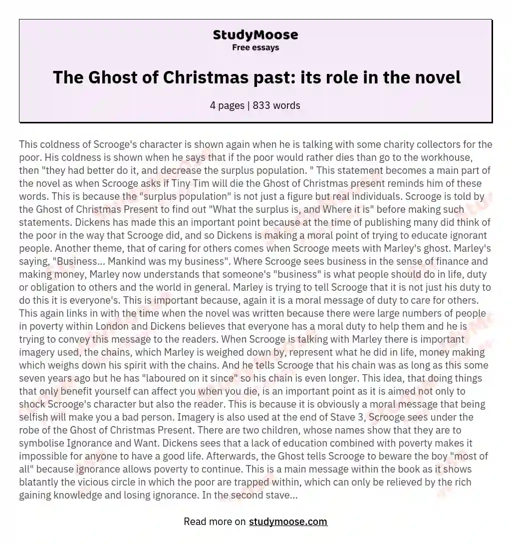The Ghost of Christmas past: its role in the novel essay