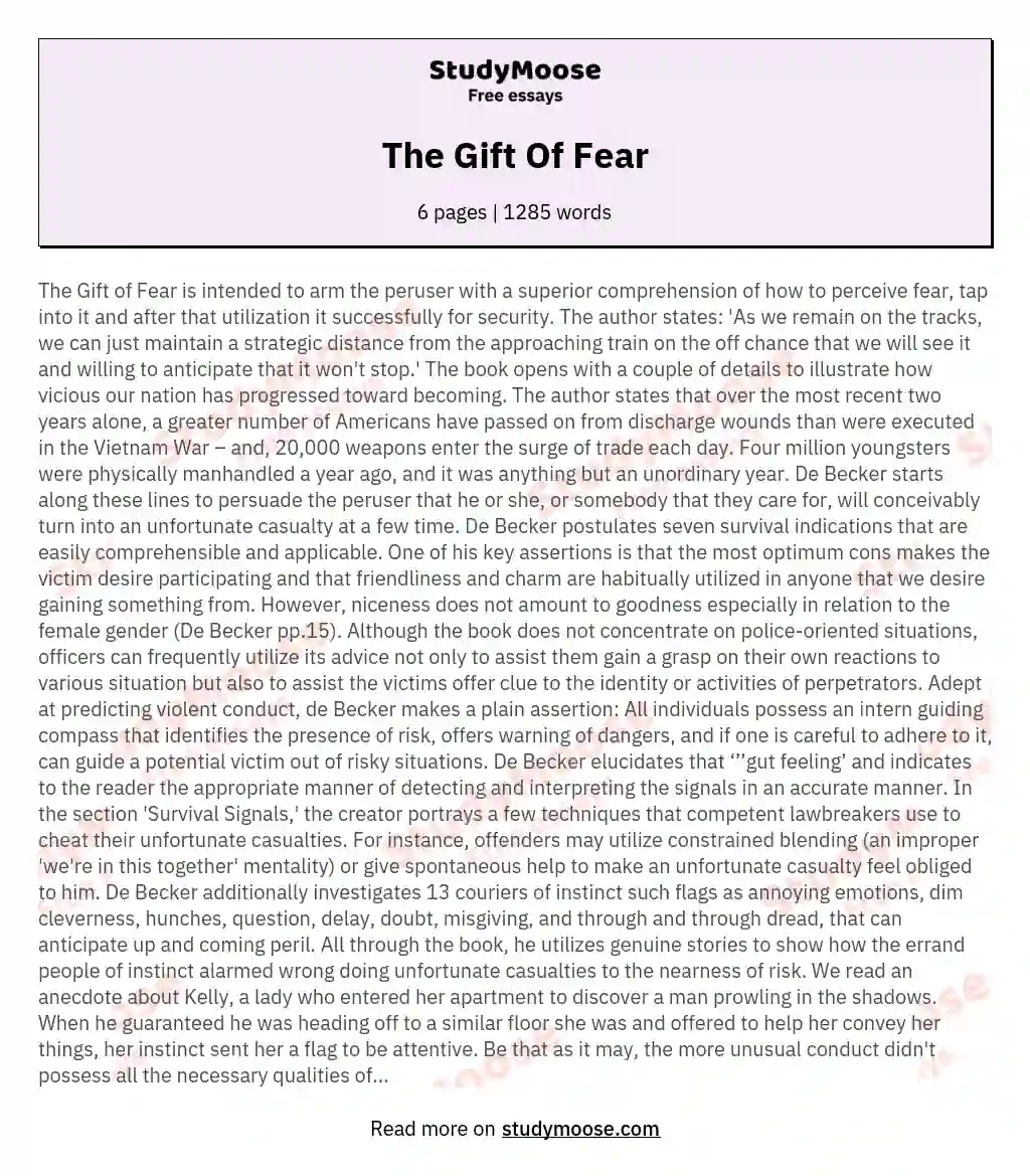 The Gift Of Fear essay