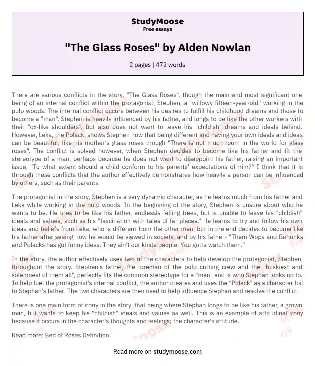 essay on the glass roses