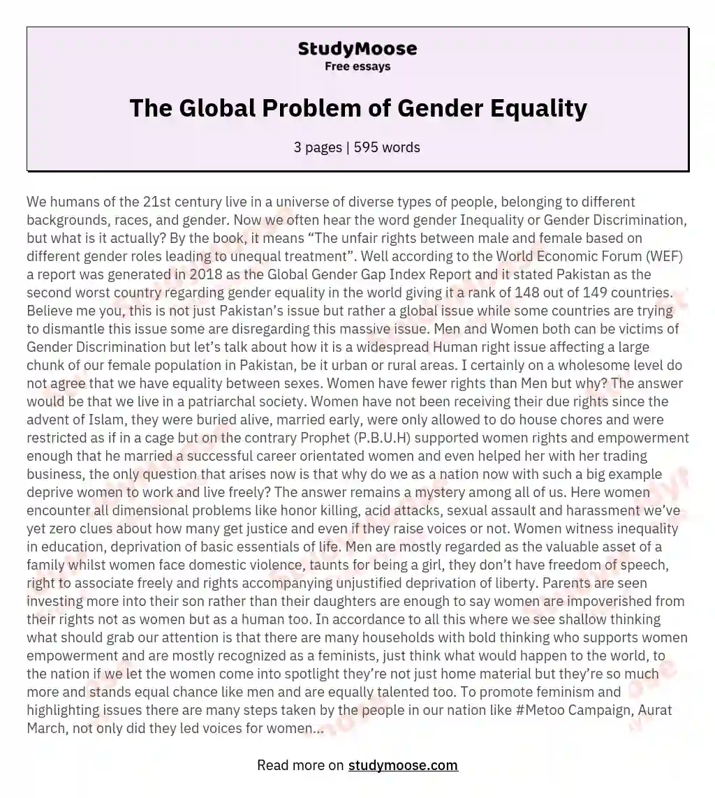 The Global Problem of Gender Equality
