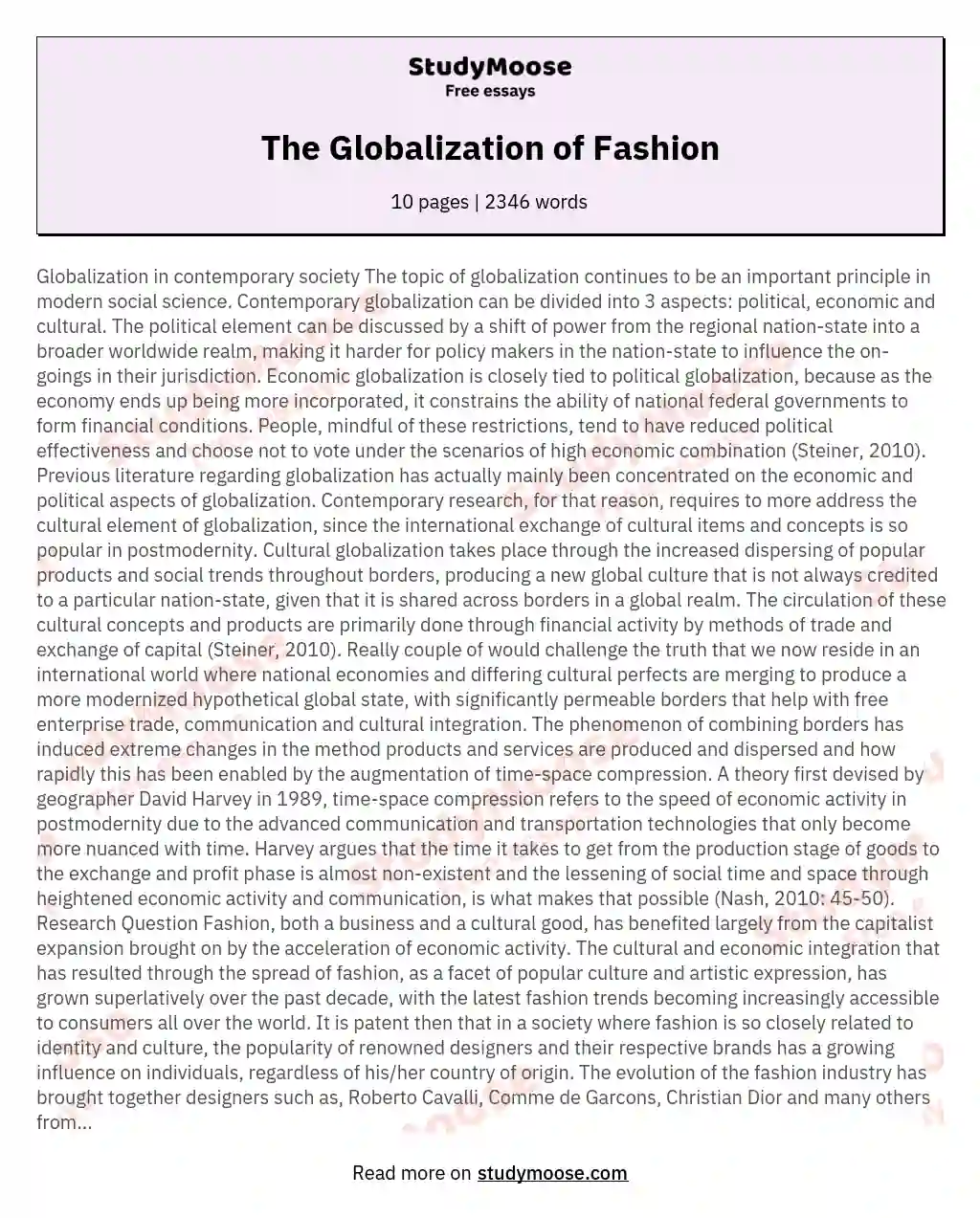 The Globalization of Fashion essay