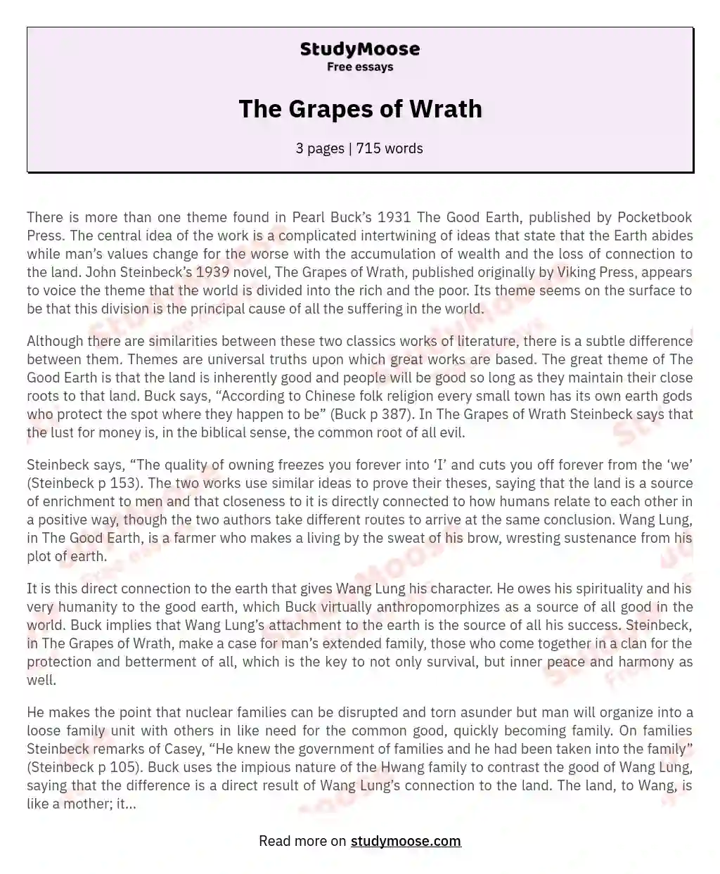 The Grapes of Wrath essay