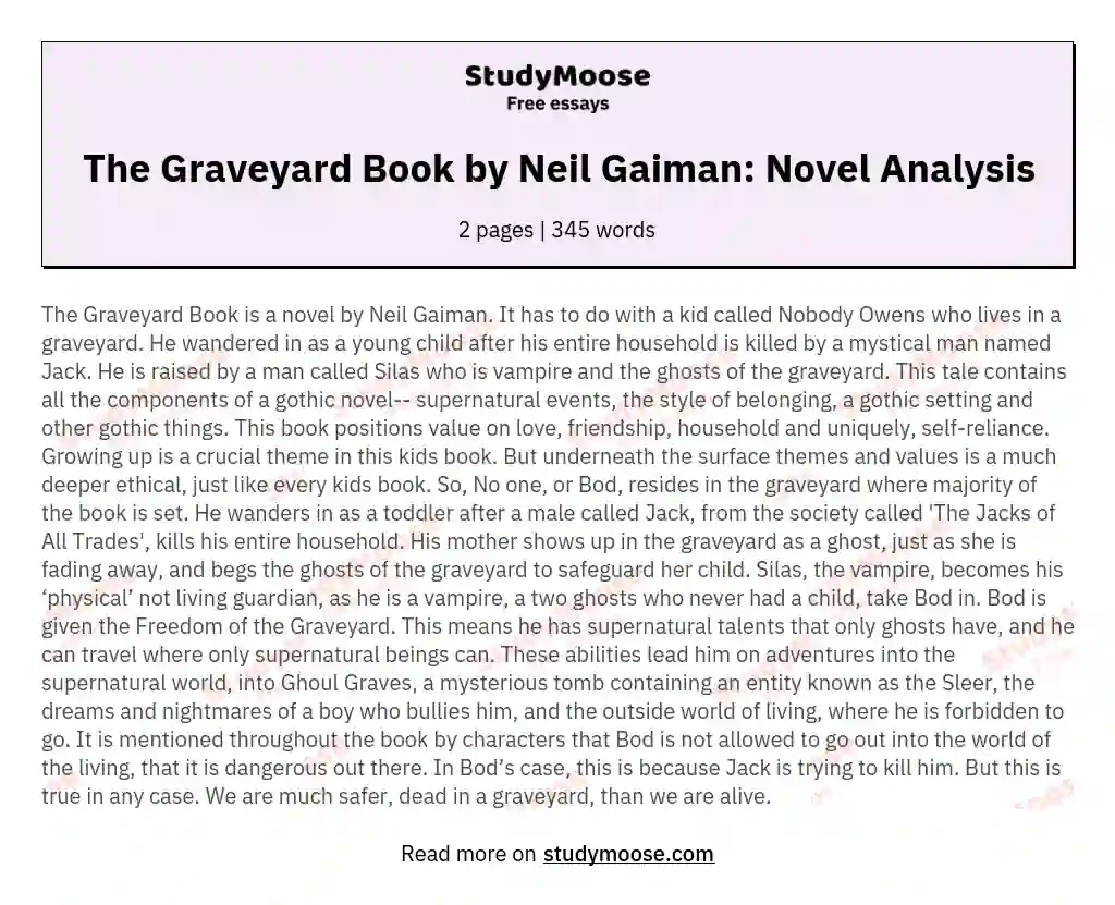 The Graveyard Book by Neil Gaiman: Novel Analysis