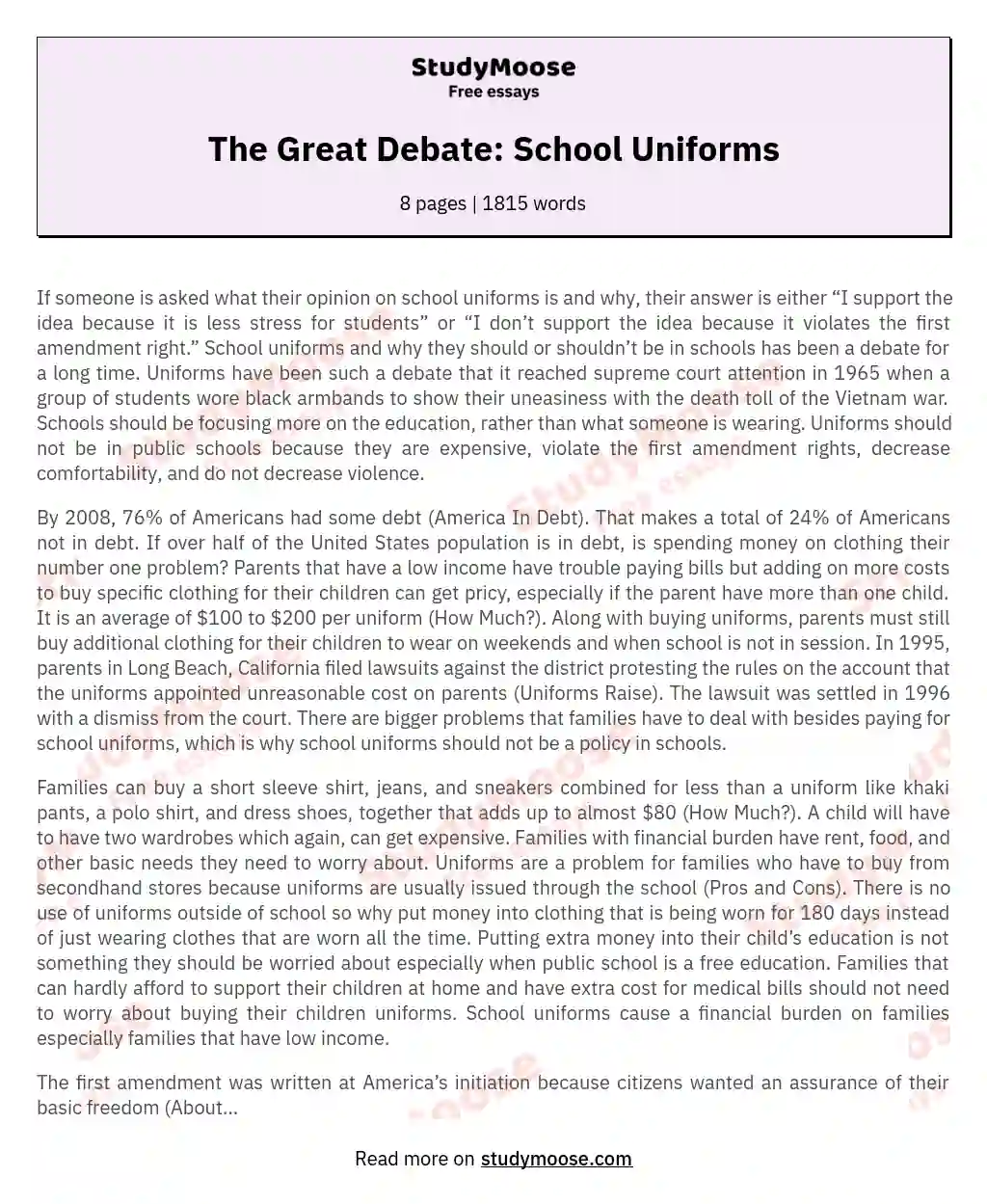 The Great Debate: School Uniforms