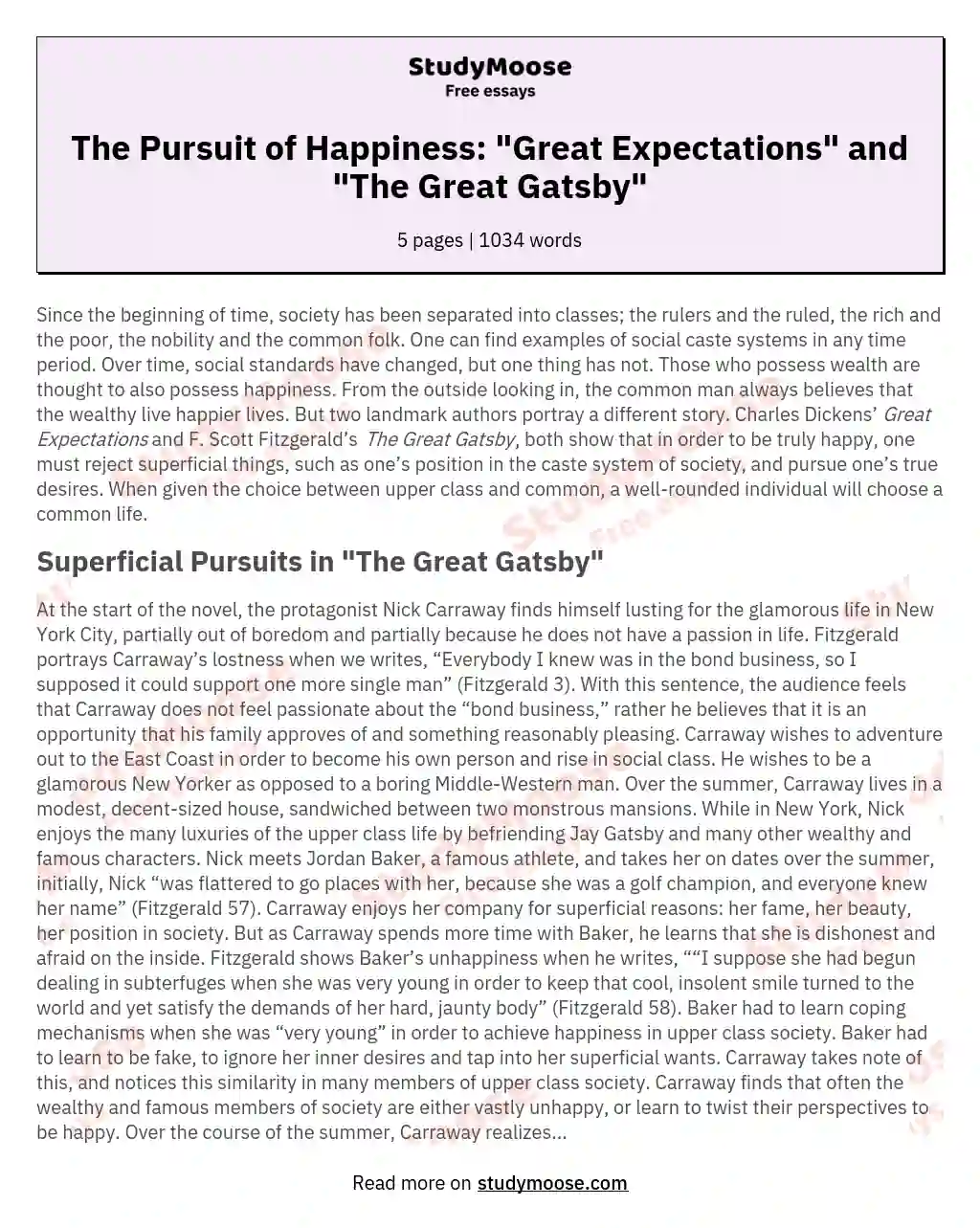 The Great Gatsby and Great Expectations: A Comparison