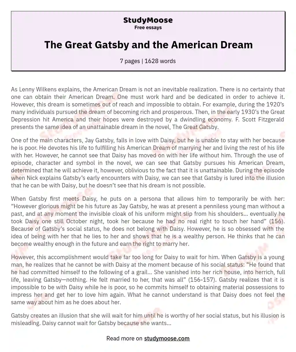 The Great Gatsby and the American Dream