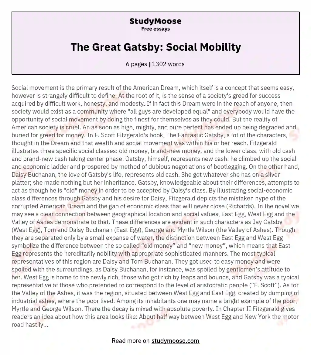 The Great Gatsby: Social Mobility