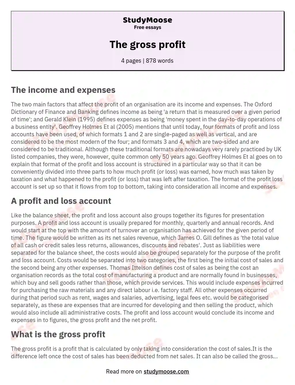 The gross profit essay