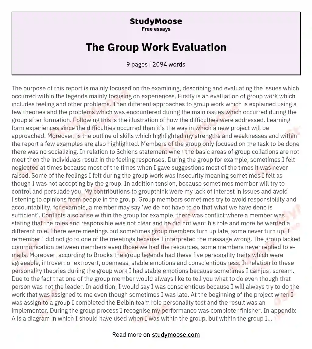 The Group Work Evaluation