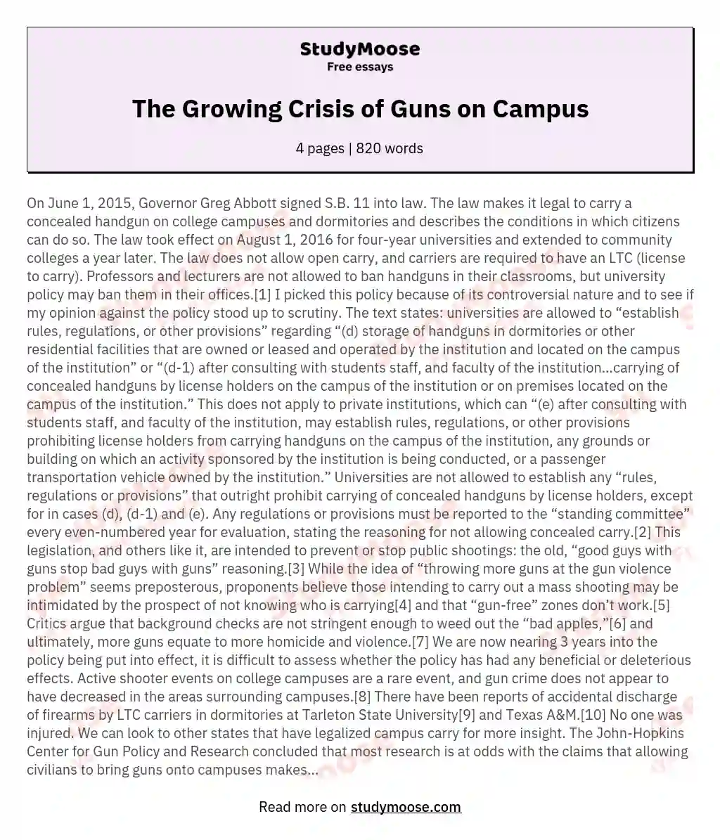 The Growing Crisis of Guns on Campus