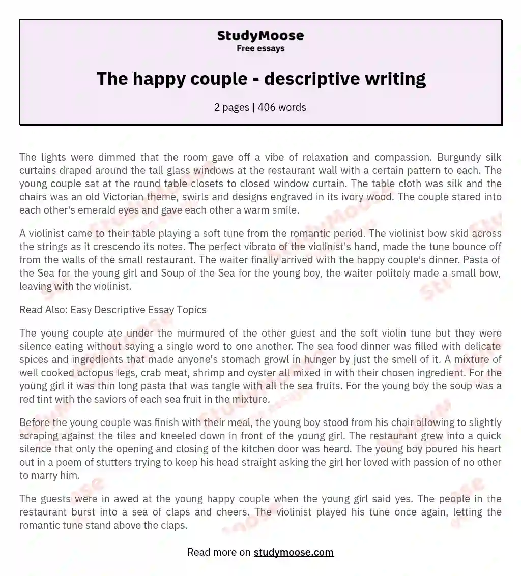 The happy couple - descriptive writing