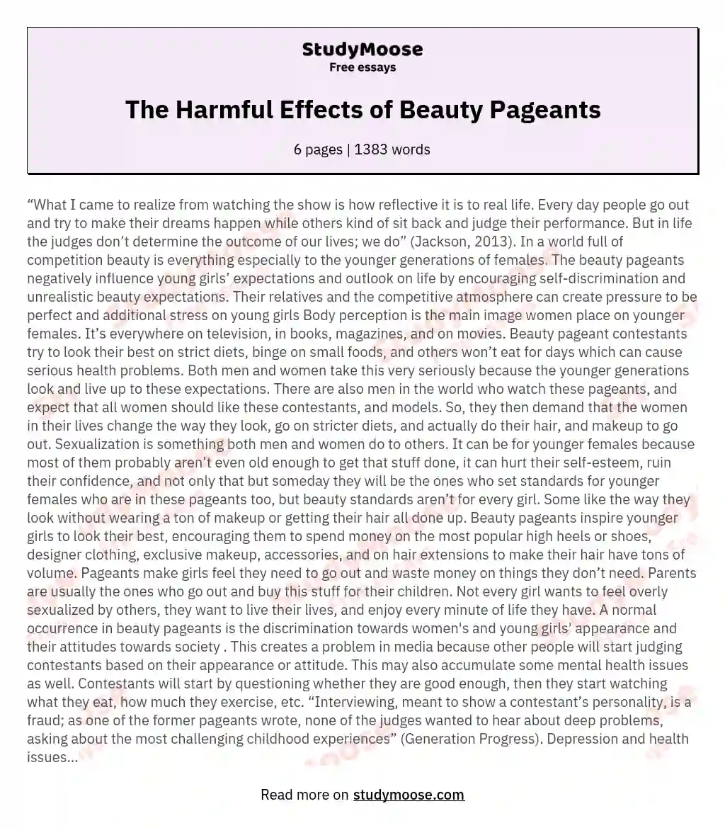 The Harmful Effects of Beauty Pageants