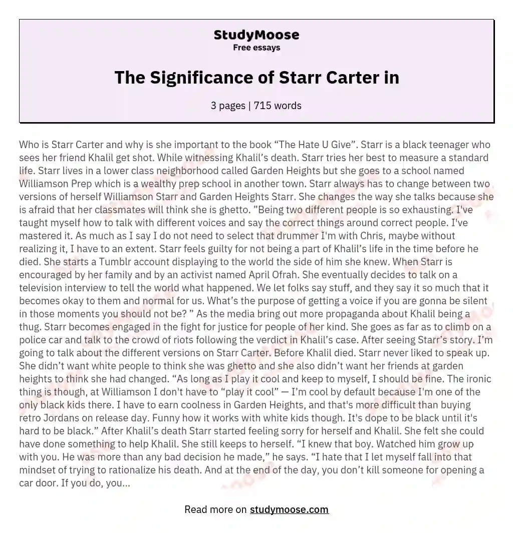 The Significance of Starr Carter in essay