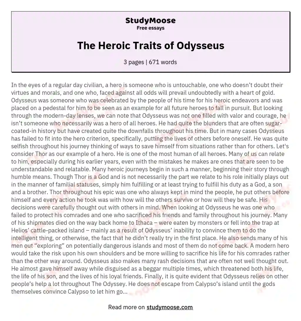 The Heroic Traits of Odysseus essay