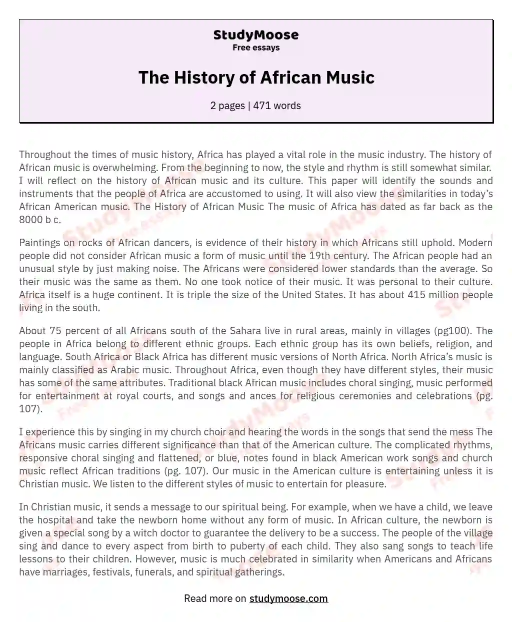 The History of African Music