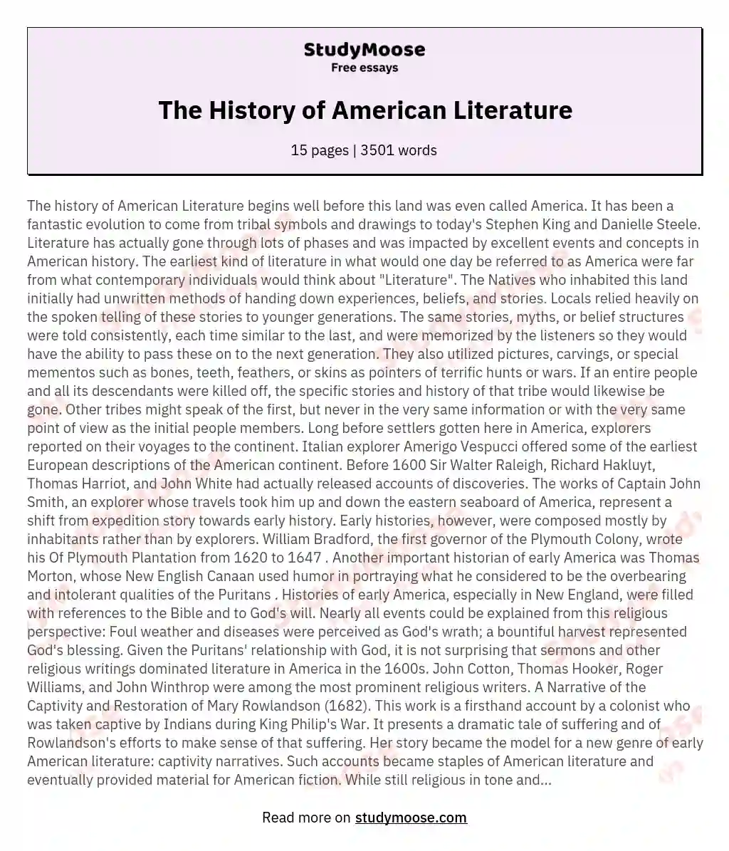 history affects literature essay