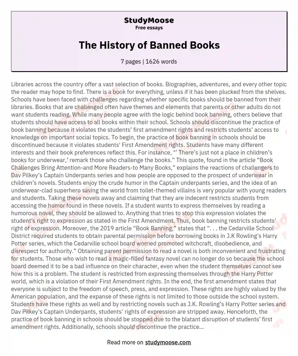 The History of Banned Books