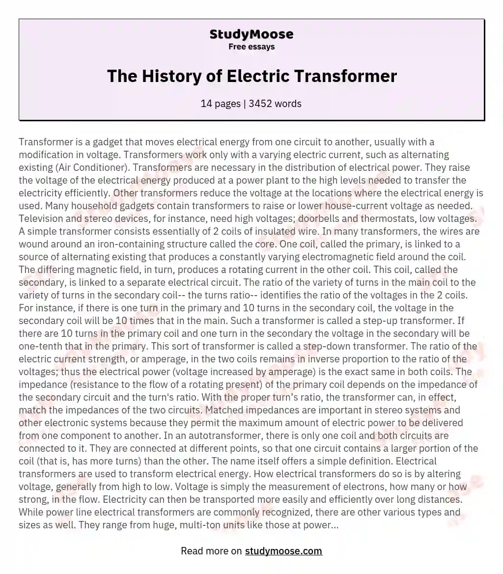 The History of Electric Transformer