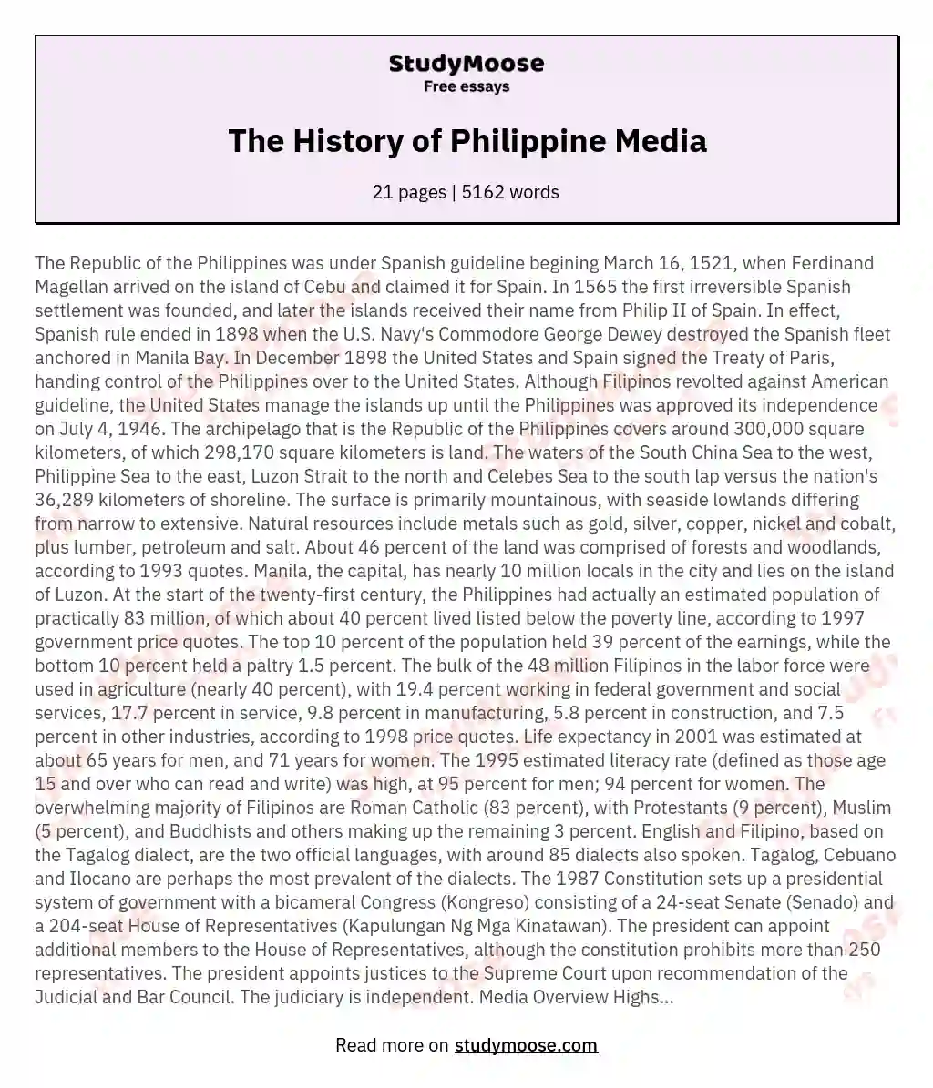 The History of Philippine Media essay