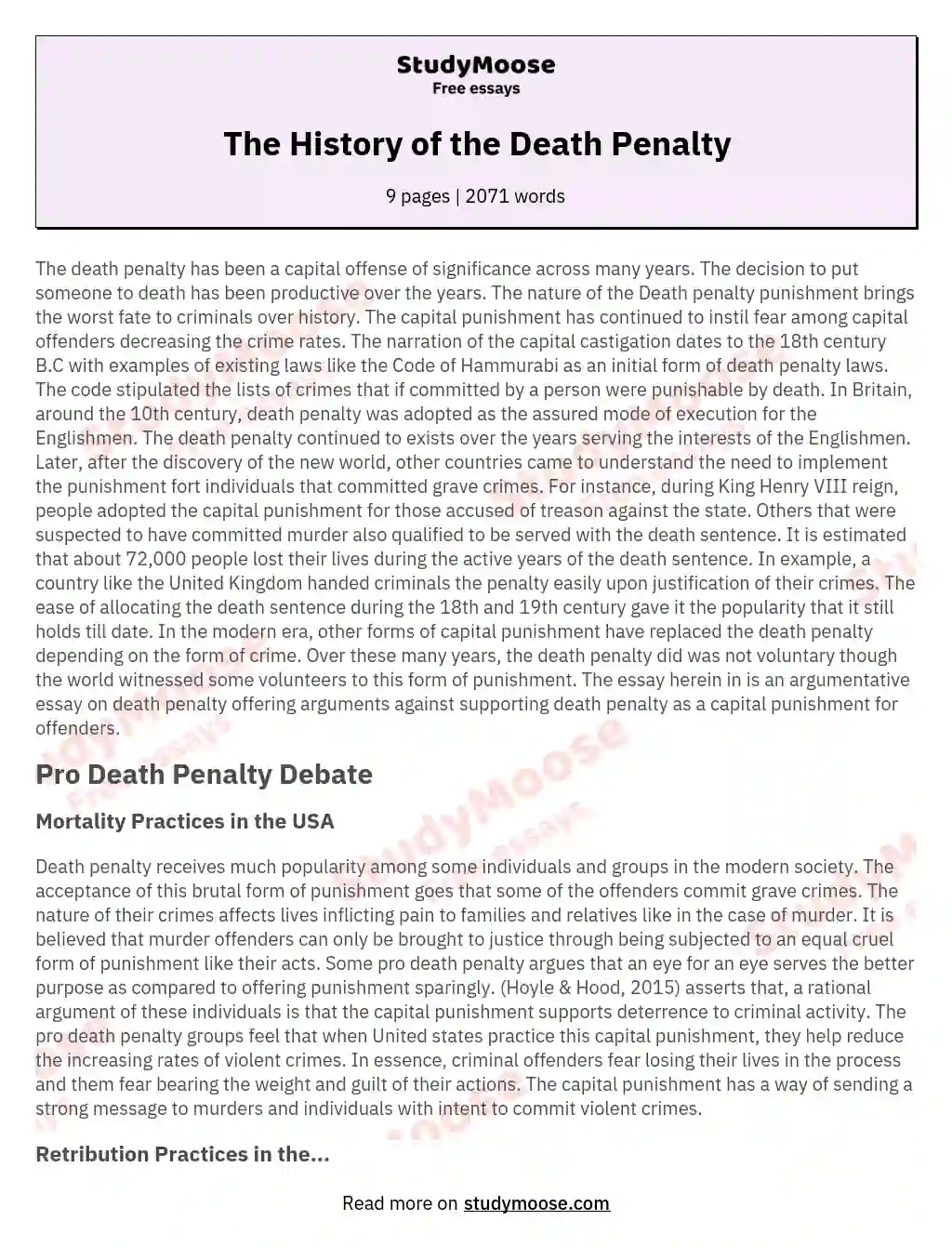 The History of the Death Penalty