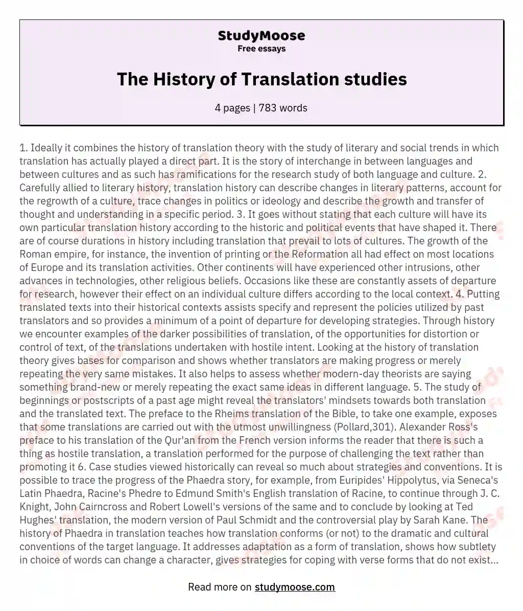 history of translation essay