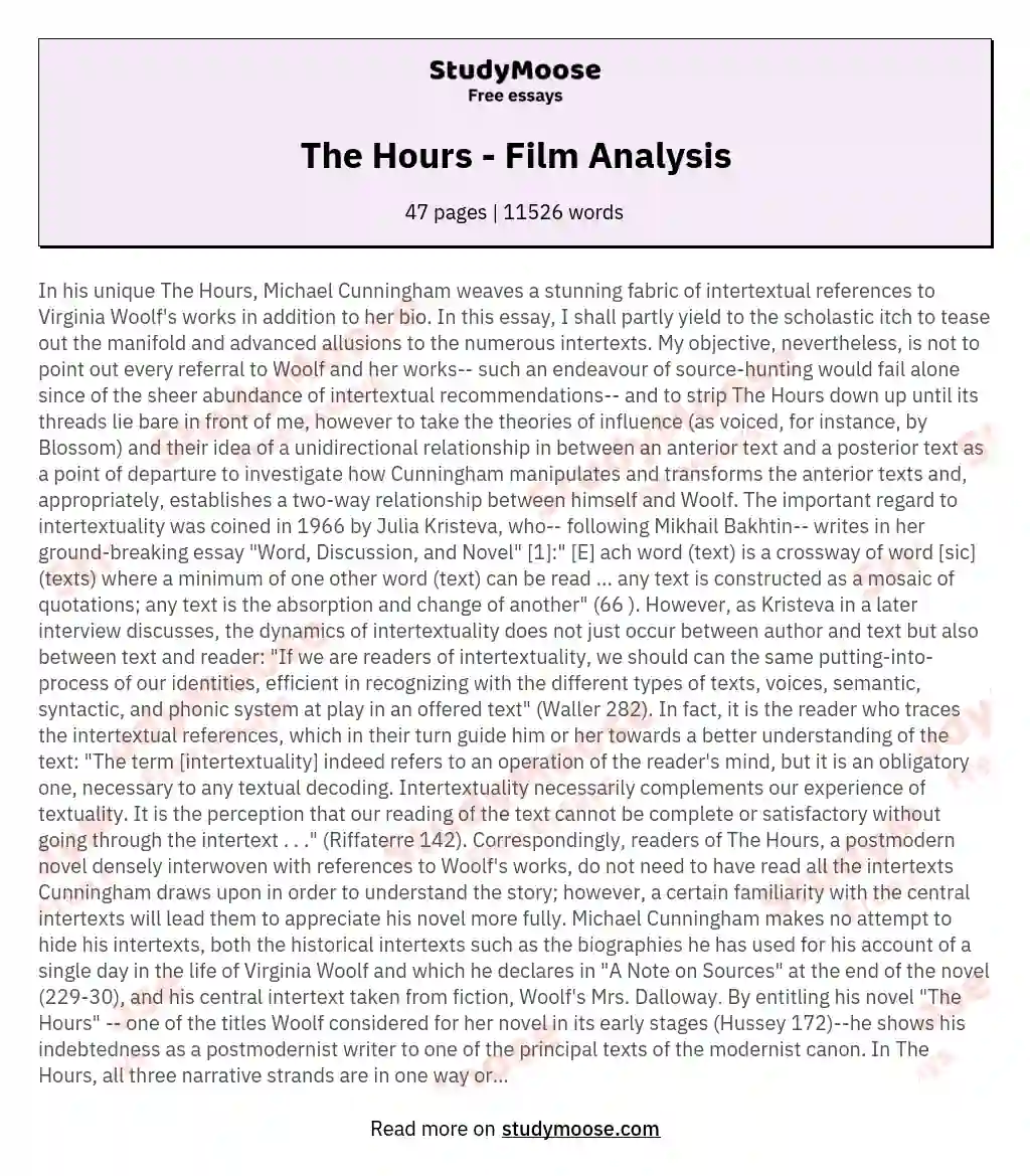 The Hours - Film Analysis