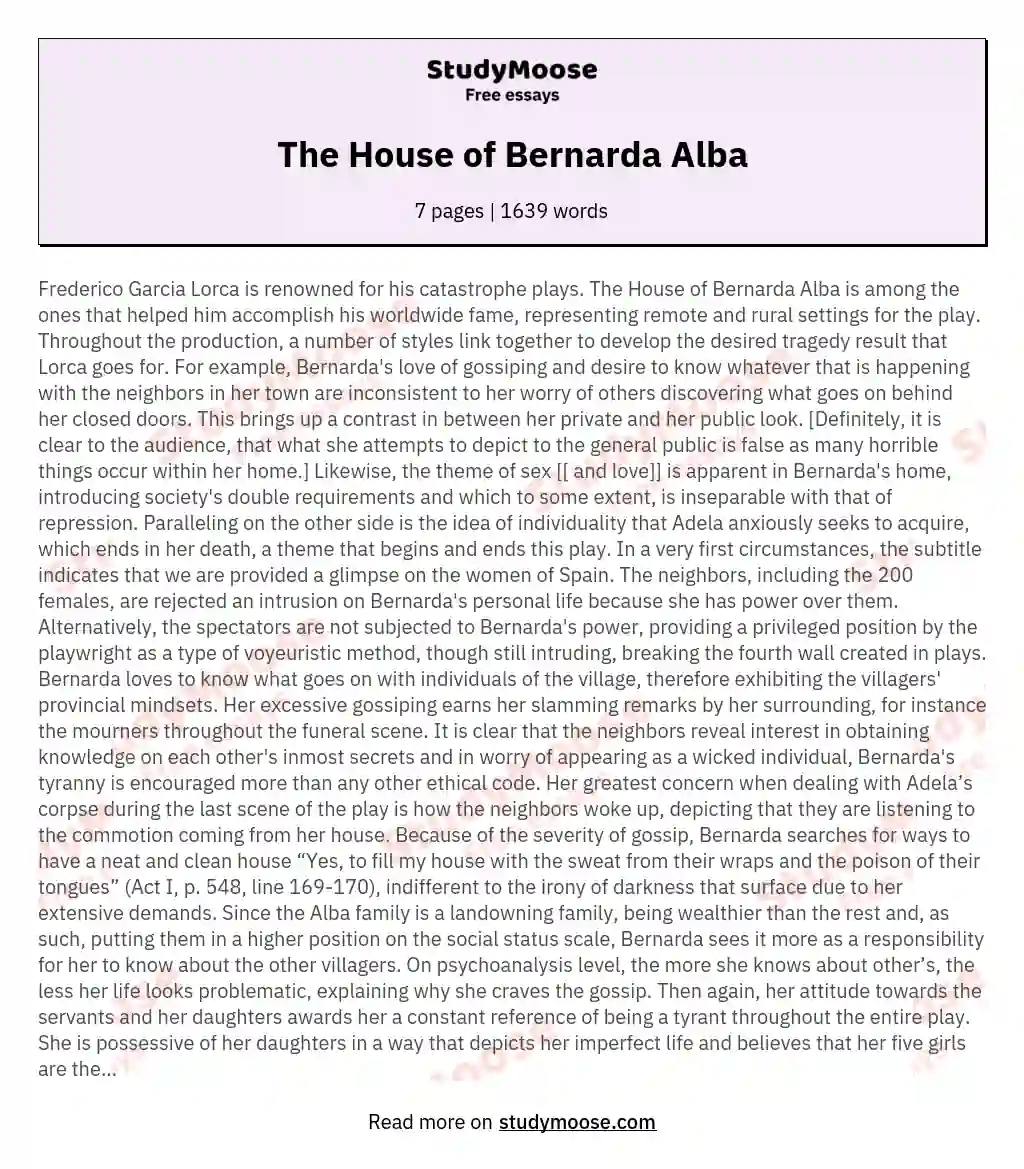 The House of Bernarda Alba essay