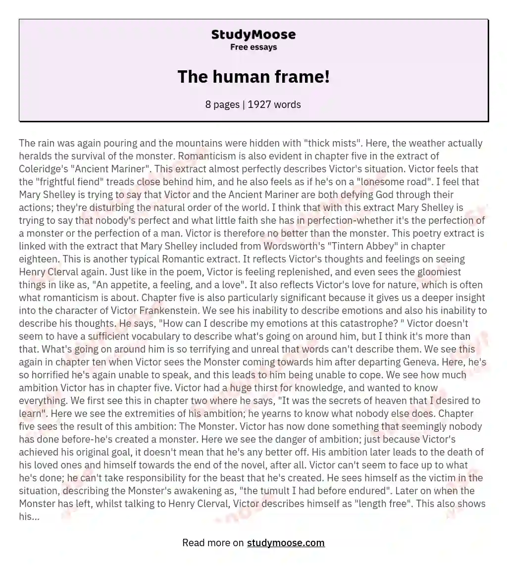 The human frame! essay