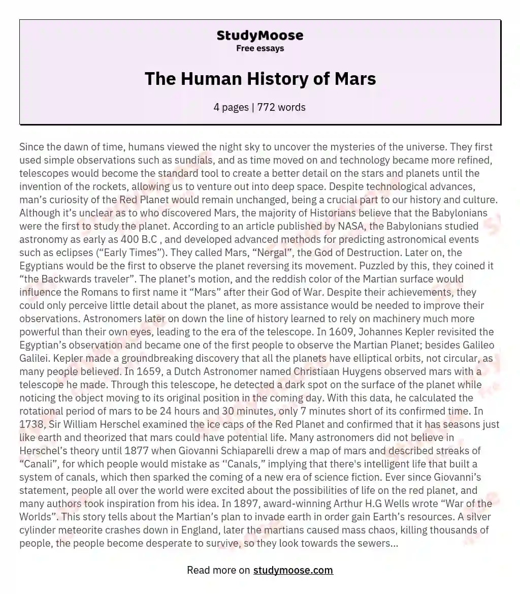 The Human History of Mars