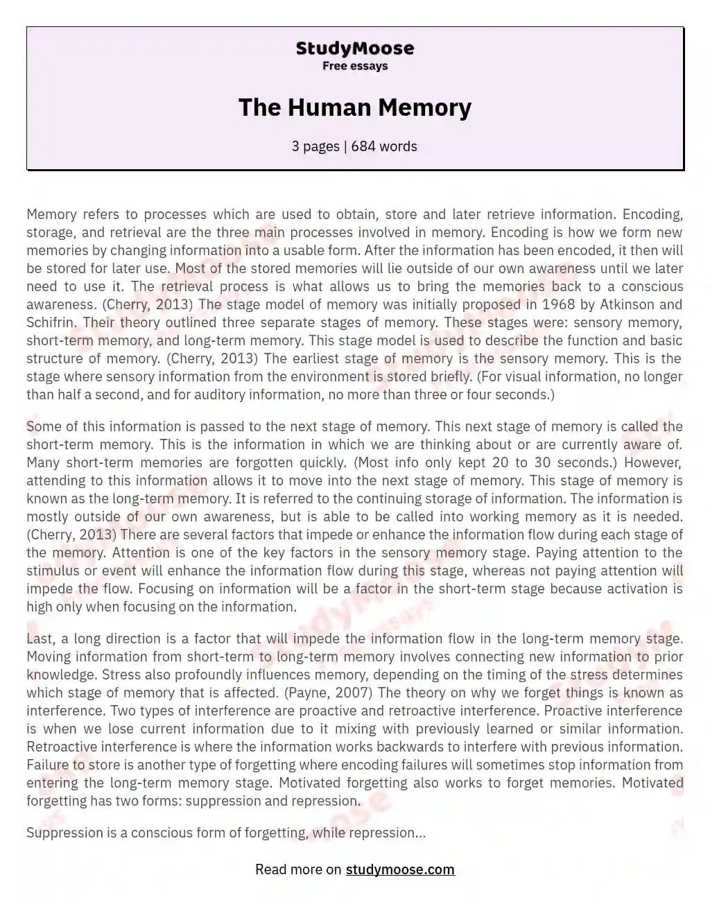 The Human Memory