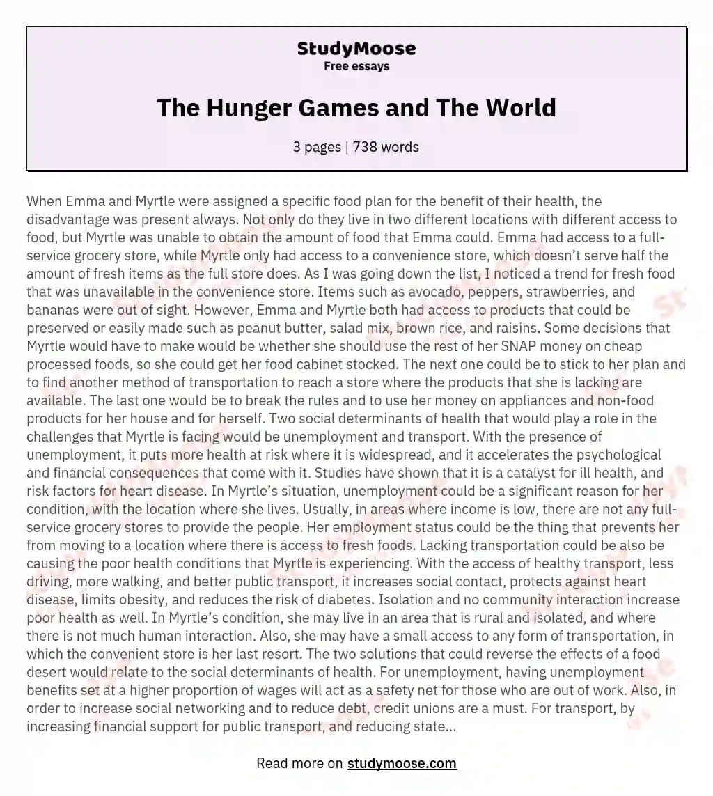 The Hunger Games and The World essay