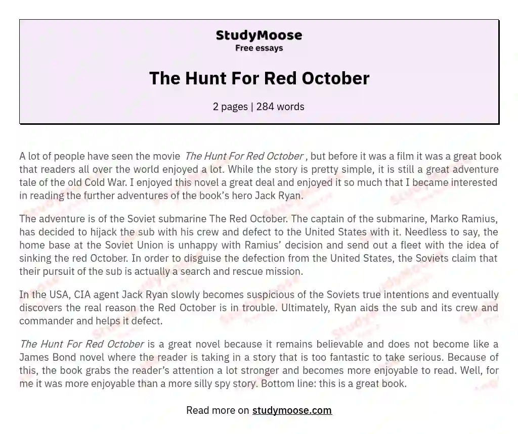 The Hunt For Red October essay